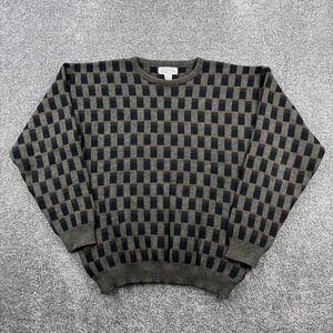 Vintage Gianfranco Ruffini Sweater Mens L Check Geometric Knit Crewneck Pullover